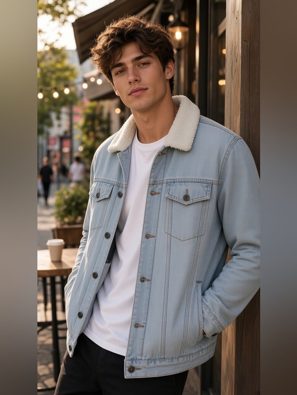 Brooklyn Cloth Men M Sherpa Denim Jacket Trucker Coat Unisex Oversized GUC